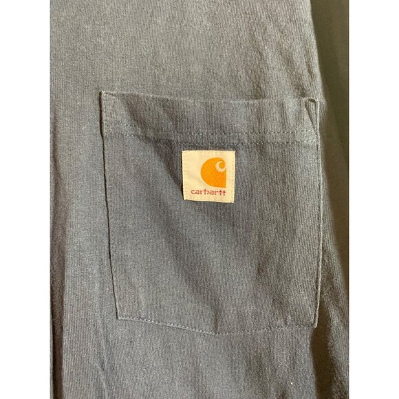 Carhartt Original Fit Long Sleeve Cotton T-Shirt Men's Size Large Blue AC9 - Picture 3 of 6